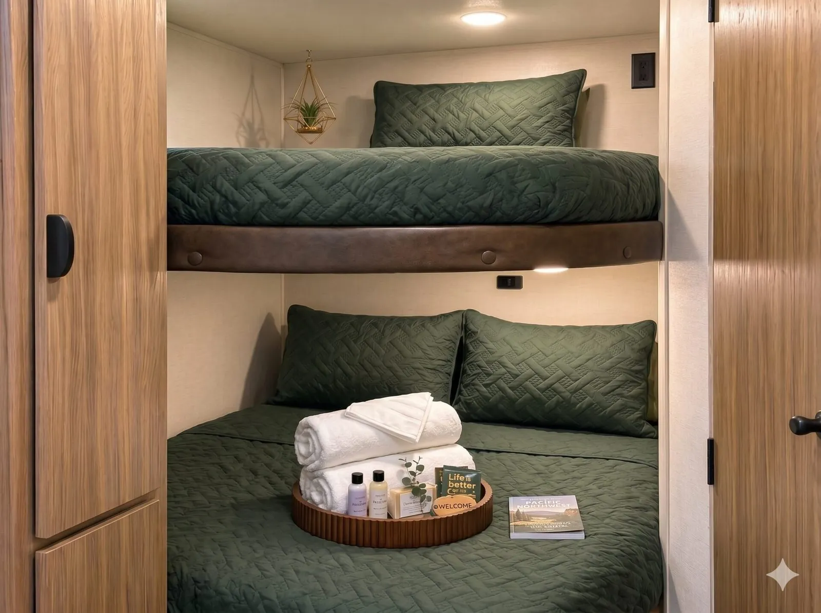 The Haven 38ft Forest River Salem Hemisphere luxury RV rental staged at a campsite in Hampton Roads, VA
