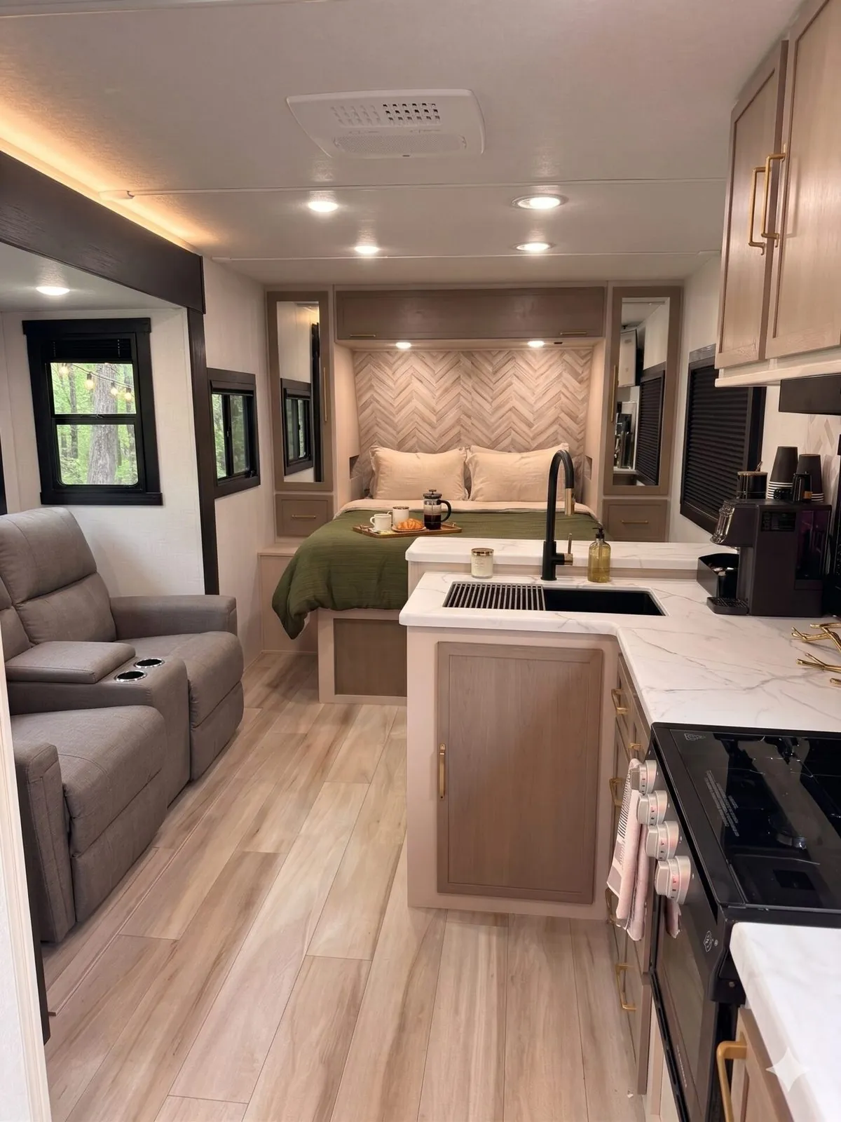 The Nest family RV rental travel trailer delivered to a Virginia Beach campground